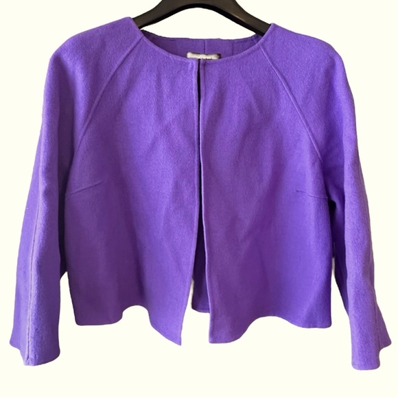 Victor Alfaro Designer Purple Wool Sweater Cardigan Drape Coat Jacket Shaw 18W - Picture 2 of 11